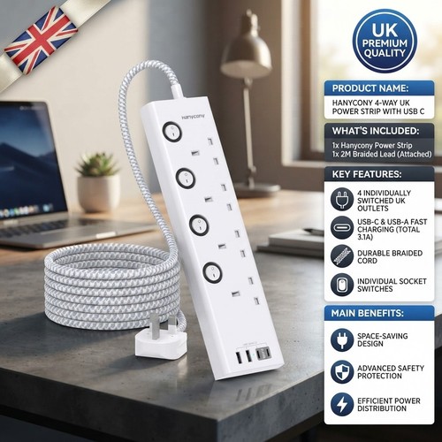 Versatile way extension lead - 4-way,