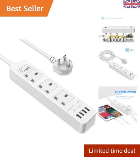 White extension lead with 3 - 2m,
